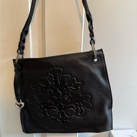 Brighton Handbags - Brighton Black Embossed Shoulder Bag with Silver Hardware